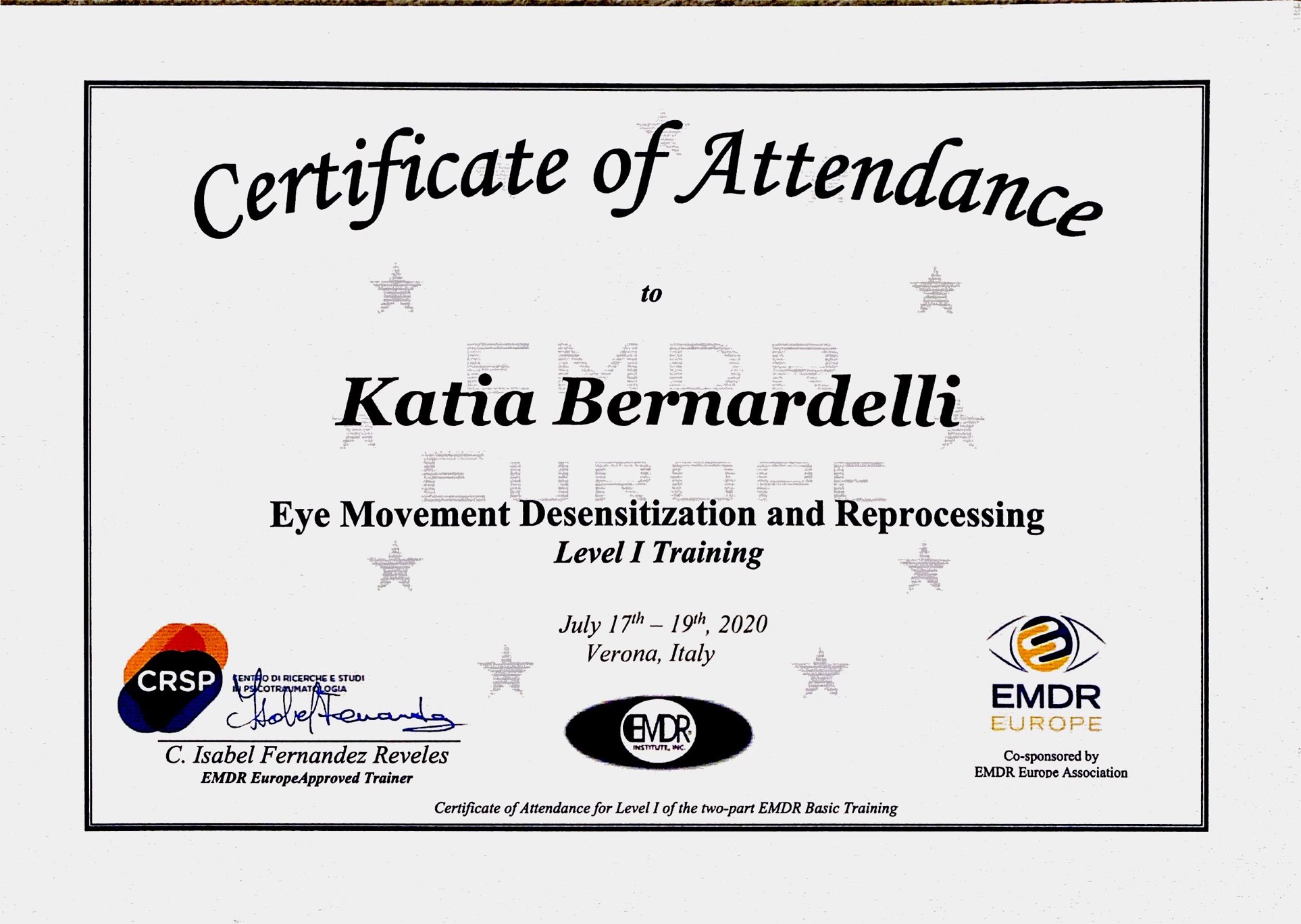 EMDR 1 Livello